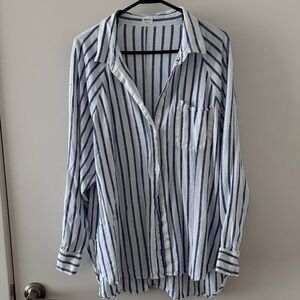 Wilfred Navy and White Striped Shirt
